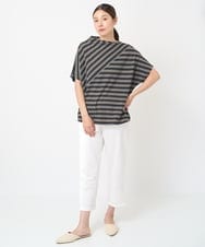 NGKHW22170 GIANNI LO GIUDICE(ジャンニ ロ ジュディチェ) [洗える]天竺ボーダーカットソー ブラック