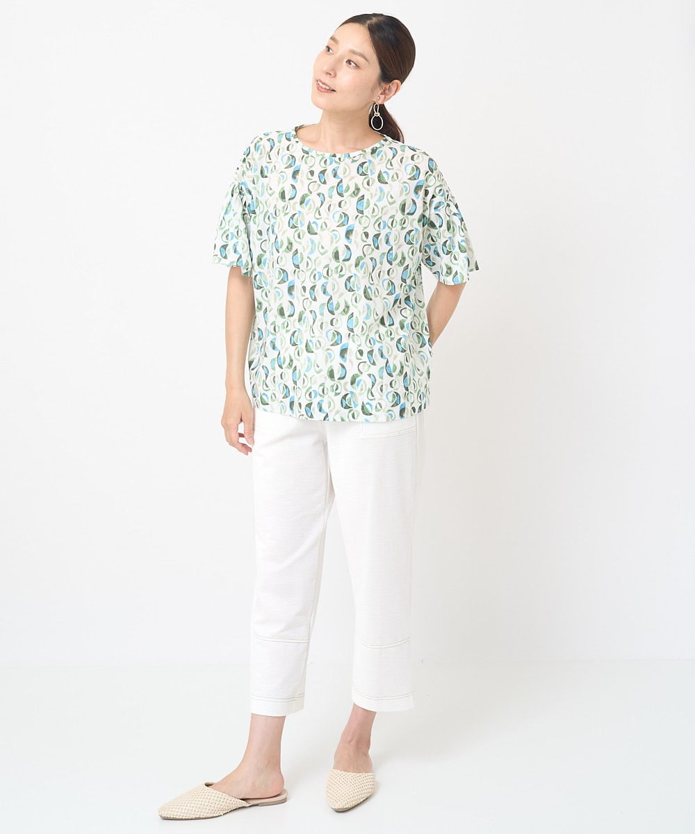 NGKHW23220 GIANNI LO GIUDICE(ジャンニ ロ ジュディチェ) [洗える・日本製]クレセントプリントカットソー ホワイト
