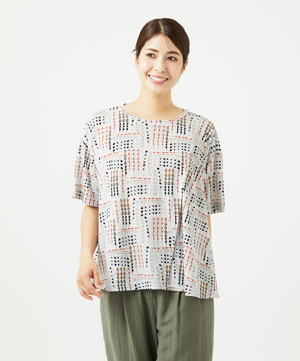 NGKJB01210 GIANNI LO GIUDICE [接触冷感・洗える]ラインドットプリントカットソー