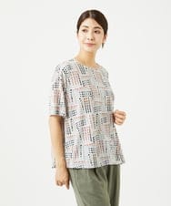 NGKJB01210 GIANNI LO GIUDICE(ジャンニ ロ ジュディチェ) [接触冷感・洗える]ラインドットプリントカットソー オレンジ