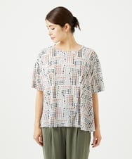 NGKJB01210 GIANNI LO GIUDICE(ジャンニ ロ ジュディチェ) [接触冷感・洗える]ラインドットプリントカットソー オレンジ