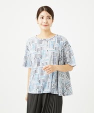 NGKJB01210 GIANNI LO GIUDICE(ジャンニ ロ ジュディチェ) [接触冷感・洗える]ラインドットプリントカットソー ブルー