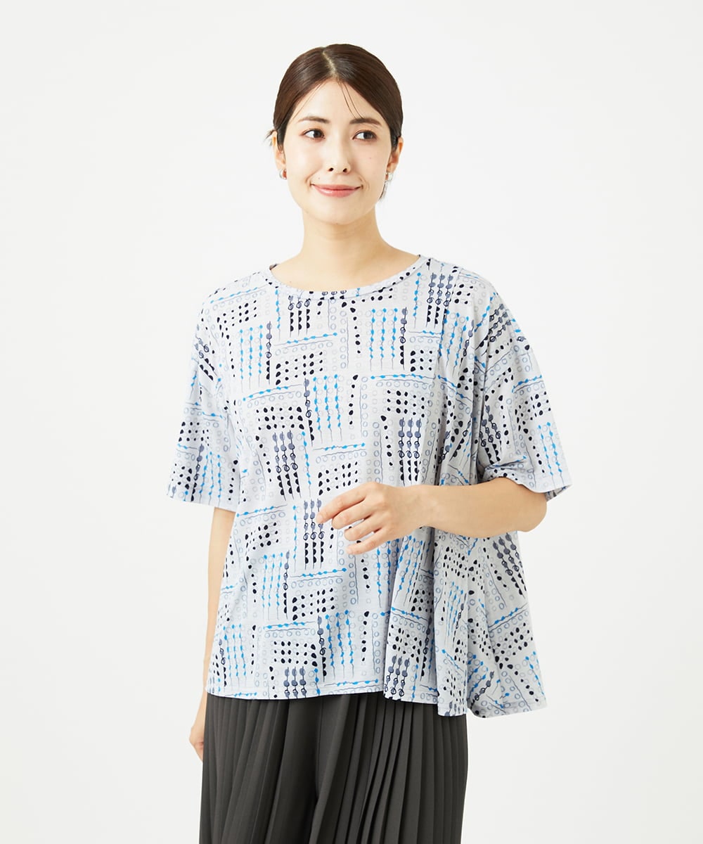 NGKJB01210 GIANNI LO GIUDICE [接触冷感・洗える]ラインドットプリントカットソー