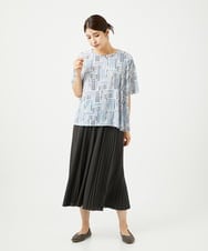 NGKJB01210 GIANNI LO GIUDICE(ジャンニ ロ ジュディチェ) [接触冷感・洗える]ラインドットプリントカットソー ブルー