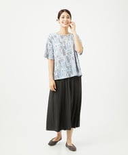 NGKJB01210 GIANNI LO GIUDICE(ジャンニ ロ ジュディチェ) [接触冷感・洗える]ラインドットプリントカットソー ブルー