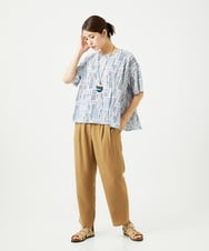NGKJB01210 GIANNI LO GIUDICE(ジャンニ ロ ジュディチェ) [接触冷感・洗える]ラインドットプリントカットソー ブルー