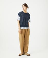 NGKJB01210 GIANNI LO GIUDICE(ジャンニ ロ ジュディチェ) [接触冷感・洗える]ラインドットプリントカットソー ブルー