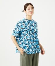 NGKJB02200 GIANNI LO GIUDICE(ジャンニ ロ ジュディチェ) [接触冷感・洗える・日本製]ドットサークルプリントカットソー ブルー