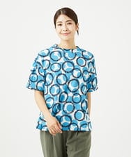 NGKJB02200 GIANNI LO GIUDICE(ジャンニ ロ ジュディチェ) [接触冷感・洗える・日本製]ドットサークルプリントカットソー ブルー