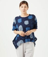 NGKJB10270 GIANNI LO GIUDICE(ジャンニ ロ ジュディチェ) [洗える・日本製]キャッチワッシャージャガードフリルカットソー ネイビー