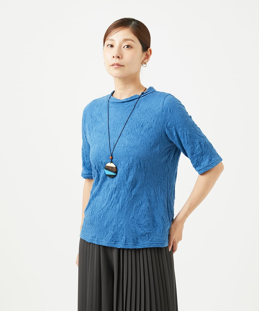NGKJB11160 GIANNI LO GIUDICE(ジャンニ ロ ジュディチェ) [洗える・日本製]キャッチワッシャーカットソー ブルー