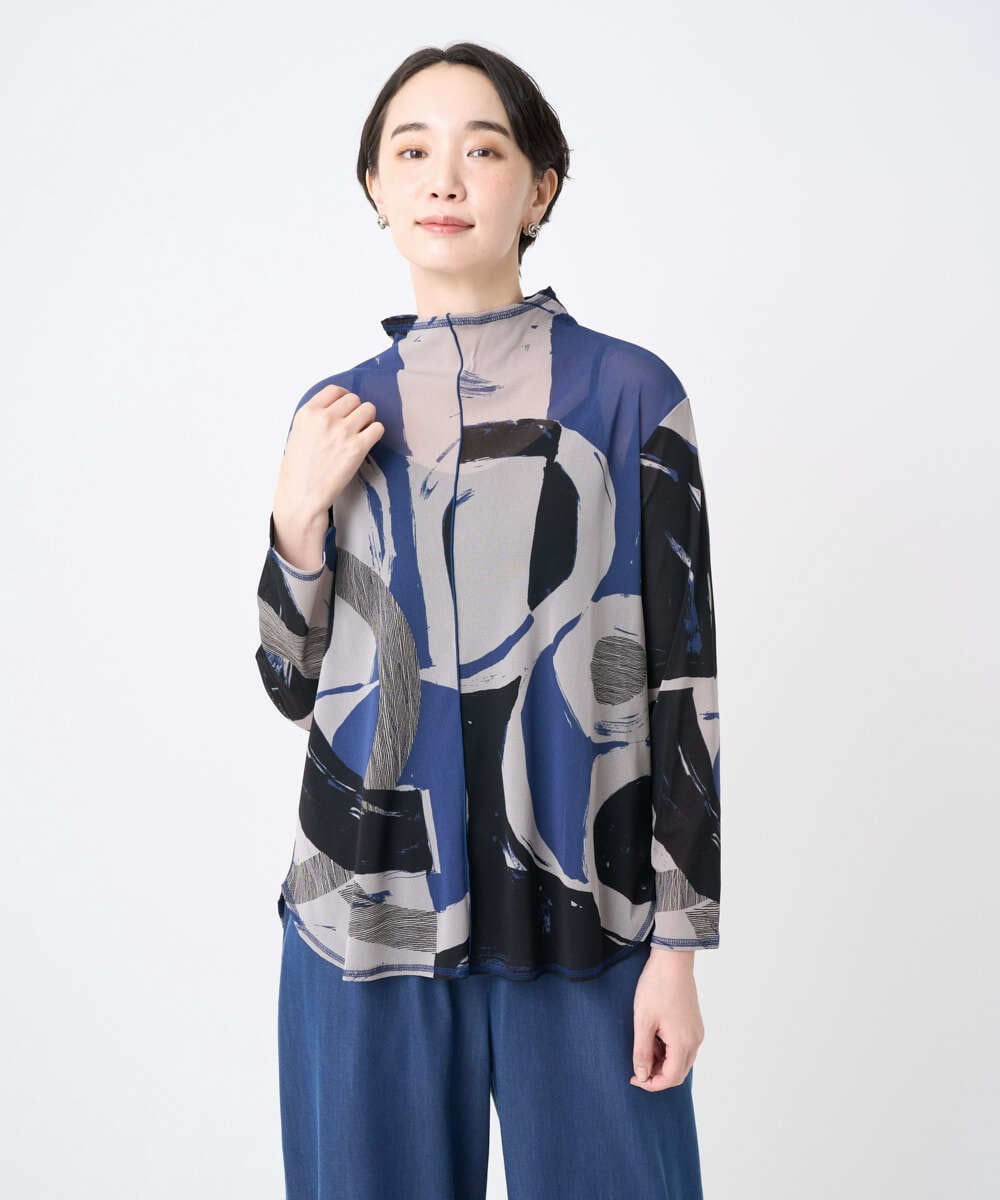 NGKJB21290 GIANNI LO GIUDICE(ジャンニ ロ ジュディチェ) [洗える・日本製]サモーラチュールビッグサークルチュニック ブルー