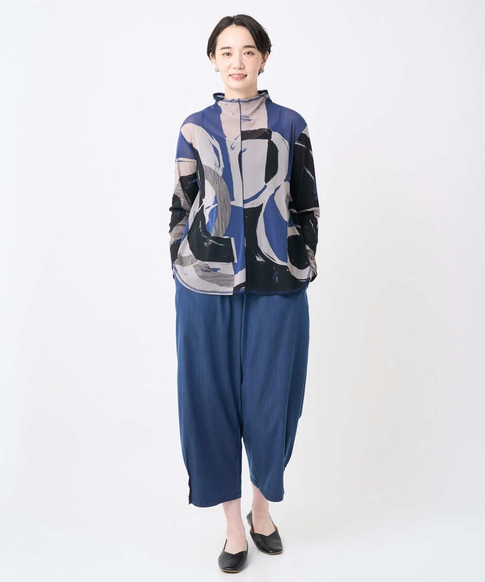 NGKJB21290 GIANNI LO GIUDICE(ジャンニ ロ ジュディチェ) [洗える・日本製]サモーラチュールビッグサークルチュニック ブルー