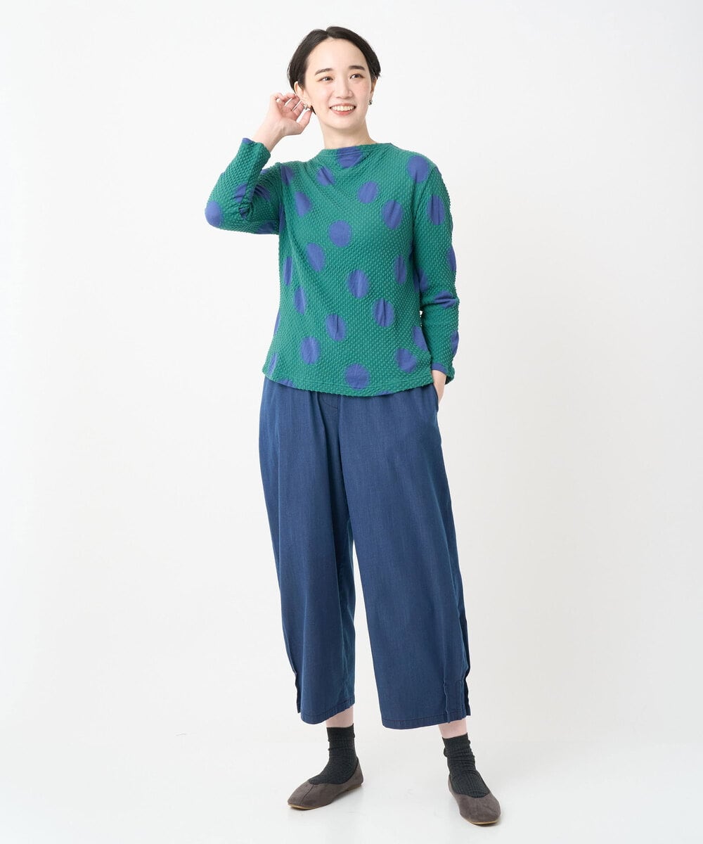 NGKJC03230 GIANNI LO GIUDICE(ジャンニ ロ ジュディチェ) [洗える・日本製]強撚コットンドットカットソー グリーン