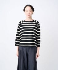 NGKJC21200 GIANNI LO GIUDICE(ジャンニ ロ ジュディチェ) [洗える・日本製]抜染ボーダープリントカットソー ベージュ