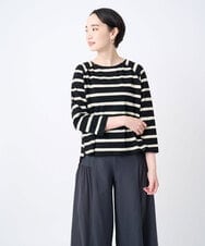 NGKJC21200 GIANNI LO GIUDICE(ジャンニ ロ ジュディチェ) [洗える・日本製]抜染ボーダープリントカットソー ベージュ