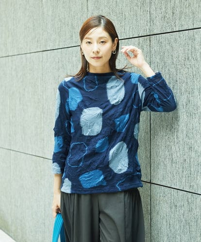 NGKJC25230 GIANNI LO GIUDICE [洗える・日本製]キャッチワッシャージャガードクルーネックカットソー