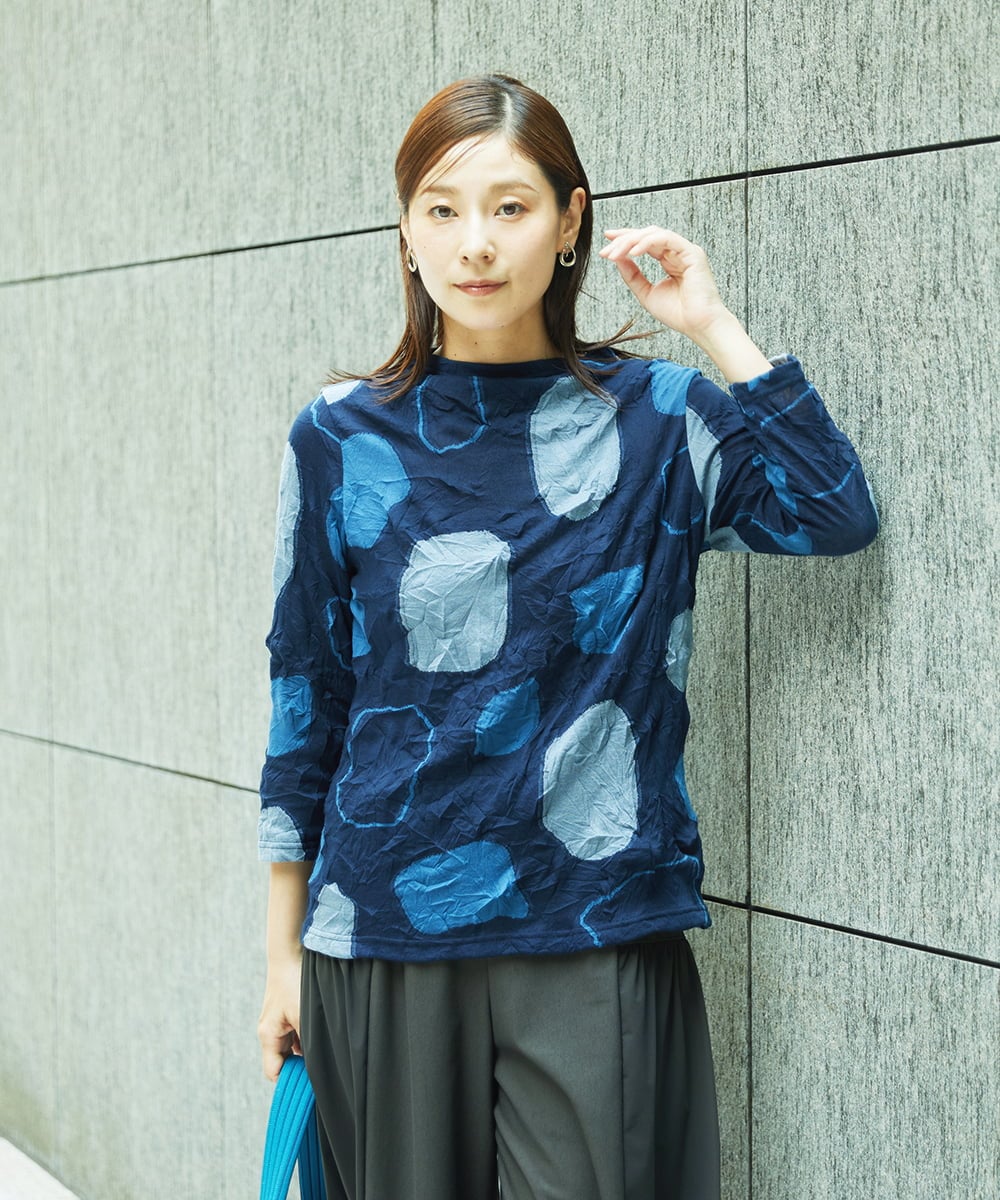 NGKJC25230 GIANNI LO GIUDICE [洗える・日本製]キャッチワッシャージャガードクルーネックカットソー
