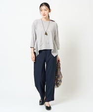 NGKJD11230 GIANNI LO GIUDICE(ジャンニ ロ ジュディチェ) [洗える・日本製]キャッチワッシャーイレヘムカットソー イエローグリーン