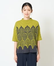 NGKJD12230 GIANNI LO GIUDICE(ジャンニ ロ ジュディチェ) [洗える・日本製]キャッチワッシャージャカードカットソー イエローグリーン