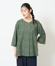 NGKJD13290 GIANNI LO GIUDICE(ジャンニ ロ ジュディチェ) [日本製]コットンカットジャガードプルオーバーブラウス グリーン