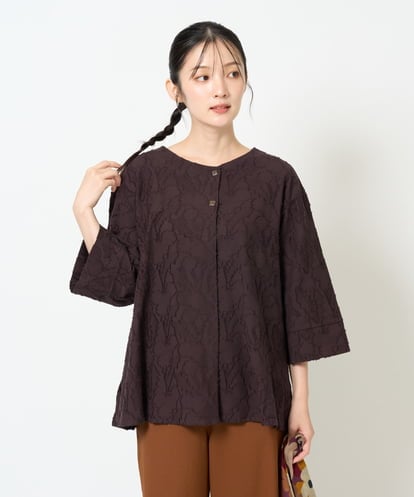 NGKJD13290 GIANNI LO GIUDICE [日本製]コットンカットジャガードプルオーバーブラウス