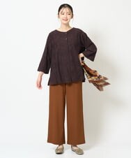 NGKJD13290 GIANNI LO GIUDICE(ジャンニ ロ ジュディチェ) [日本製]コットンカットジャガードプルオーバーブラウス ブラウン