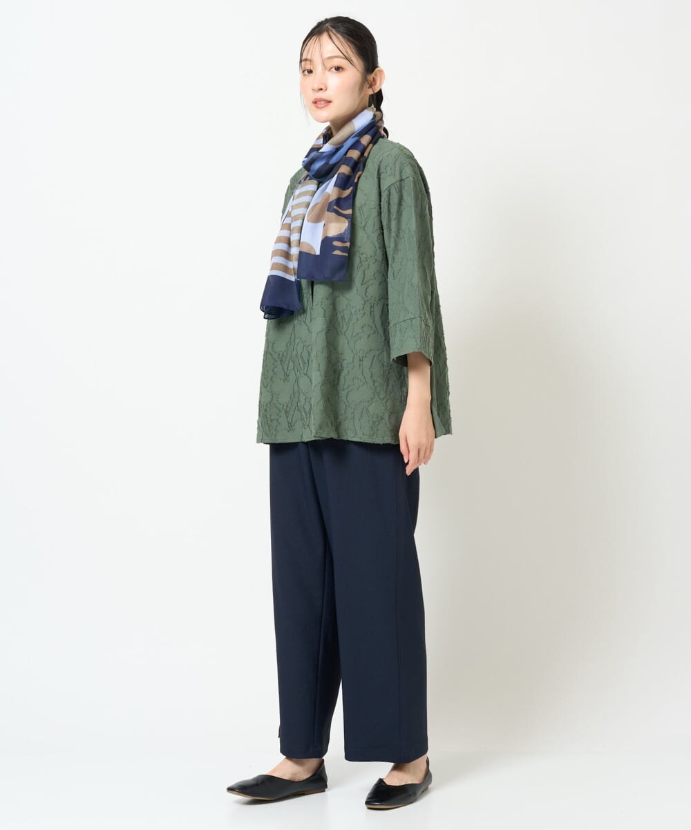 NGKJD13290 GIANNI LO GIUDICE(ジャンニ ロ ジュディチェ) [日本製]コットンカットジャガードプルオーバーブラウス ブラウン