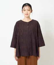 NGKJD13290 GIANNI LO GIUDICE(ジャンニ ロ ジュディチェ) [日本製]コットンカットジャガードプルオーバーブラウス ブラウン