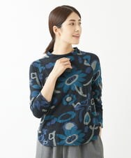 NGKJS01230 GIANNI LO GIUDICE(ジャンニ ロ ジュディチェ) [洗える・日本製]インターシャジャガードカットソー ブラック