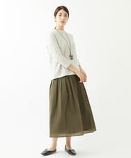 NGKJS03130 GIANNI LO GIUDICE(ジャンニ ロ ジュディチェ) [洗える・日本製]インド綿リーフ柄ジャガードカットソー ライトグレー