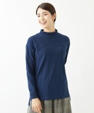 NGKJS12190 GIANNI LO GIUDICE(ジャンニ ロ ジュディチェ) [洗える・日本製]イレギュラードットピンタックカットソー ネイビー