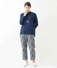 NGKJS12190 GIANNI LO GIUDICE(ジャンニ ロ ジュディチェ) [洗える・日本製]イレギュラードットピンタックカットソー ネイビー