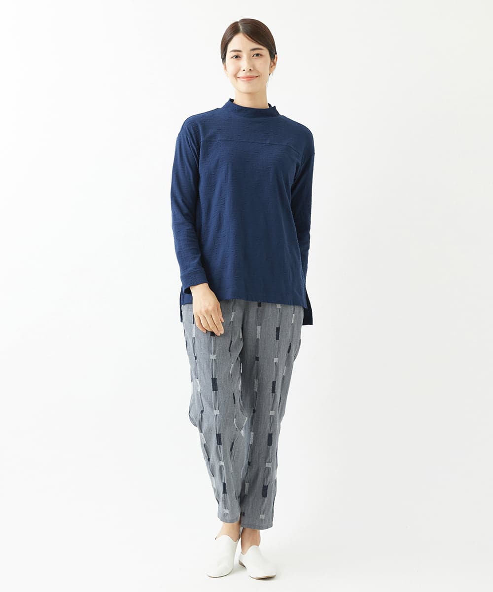 NGKJS12190 GIANNI LO GIUDICE(ジャンニ ロ ジュディチェ) [洗える・日本製]イレギュラードットピンタックカットソー ネイビー