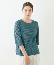 NGKJT20180 GIANNI LO GIUDICE(ジャンニ ロ ジュディチェ) [洗える・日本製]ソーナノボーダー半袖カットソー カーキ