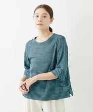 NGKJT20180 GIANNI LO GIUDICE(ジャンニ ロ ジュディチェ) [洗える・日本製]ソーナノボーダー半袖カットソー カーキ