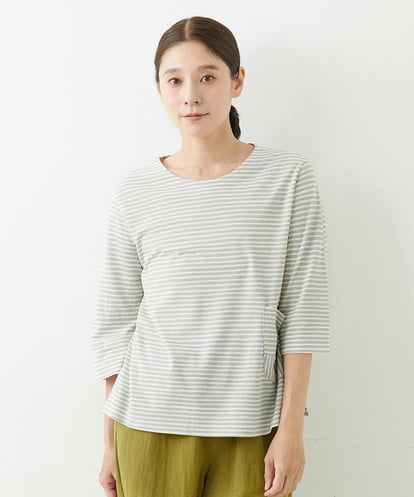 NGKJT20180 GIANNI LO GIUDICE [洗える・日本製]ソーナノボーダー半袖カットソー