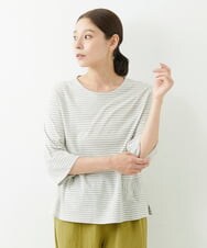NGKJT20180 GIANNI LO GIUDICE(ジャンニ ロ ジュディチェ) [洗える・日本製]ソーナノボーダー半袖カットソー アイボリー