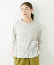 NGKJT20180 GIANNI LO GIUDICE(ジャンニ ロ ジュディチェ) [洗える・日本製]ソーナノボーダー半袖カットソー アイボリー