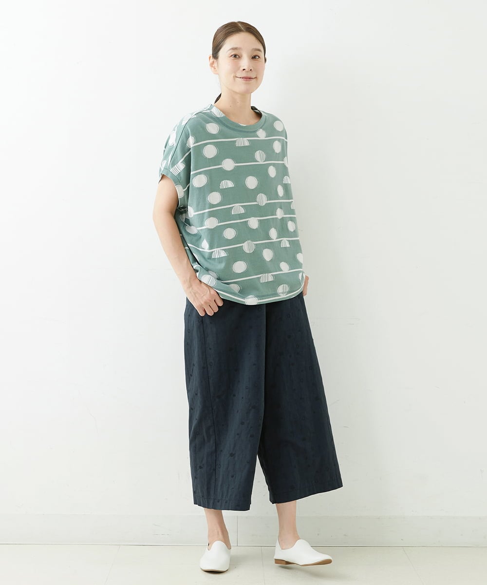 NGKJT21230 GIANNI LO GIUDICE(ジャンニ ロ ジュディチェ) [洗える・日本製]ラインドットジャガードドルマンカットソー グリーン