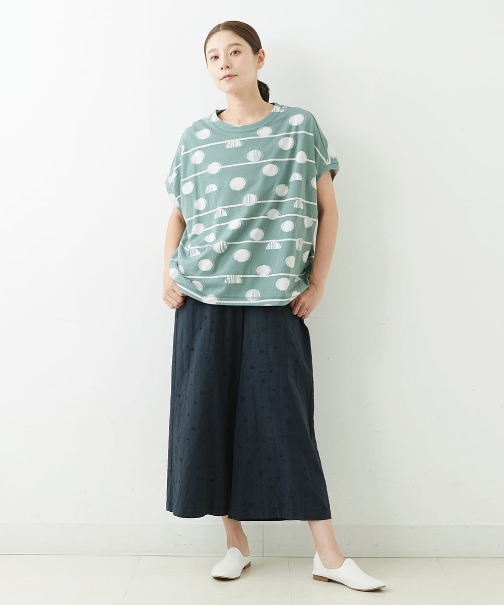 NGKJT21230 GIANNI LO GIUDICE(ジャンニ ロ ジュディチェ) [洗える・日本製]ラインドットジャガードドルマンカットソー グリーン
