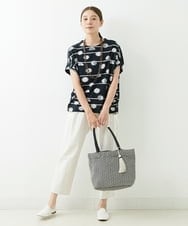 NGKJT21230 GIANNI LO GIUDICE(ジャンニ ロ ジュディチェ) [洗える・日本製]ラインドットジャガードドルマンカットソー ブラック