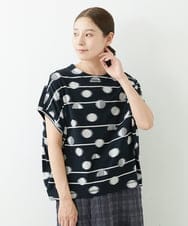 NGKJT21230 GIANNI LO GIUDICE(ジャンニ ロ ジュディチェ) [洗える・日本製]ラインドットジャガードドルマンカットソー ブラック