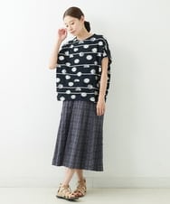 NGKJT21230 GIANNI LO GIUDICE(ジャンニ ロ ジュディチェ) [洗える・日本製]ラインドットジャガードドルマンカットソー ブラック