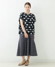 NGKJT21230 GIANNI LO GIUDICE(ジャンニ ロ ジュディチェ) [洗える・日本製]ラインドットジャガードドルマンカットソー ブラック