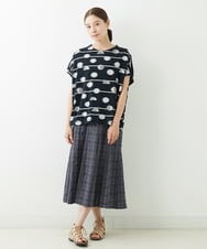 NGKJT21230 GIANNI LO GIUDICE(ジャンニ ロ ジュディチェ) [洗える・日本製]ラインドットジャガードドルマンカットソー ブラック