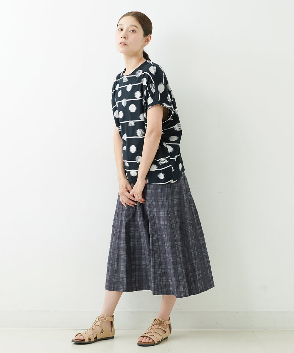 NGKJT21230 GIANNI LO GIUDICE(ジャンニ ロ ジュディチェ) [洗える・日本製]ラインドットジャガードドルマンカットソー ブラック