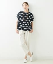 NGKJT21230 GIANNI LO GIUDICE(ジャンニ ロ ジュディチェ) [洗える・日本製]ラインドットジャガードドルマンカットソー ブラック
