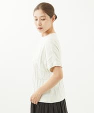 NGKJV42220 GIANNI LO GIUDICE(ジャンニ ロ ジュディチェ) [洗える・日本製]切替リンクスジャガードカットソー ライトグレー