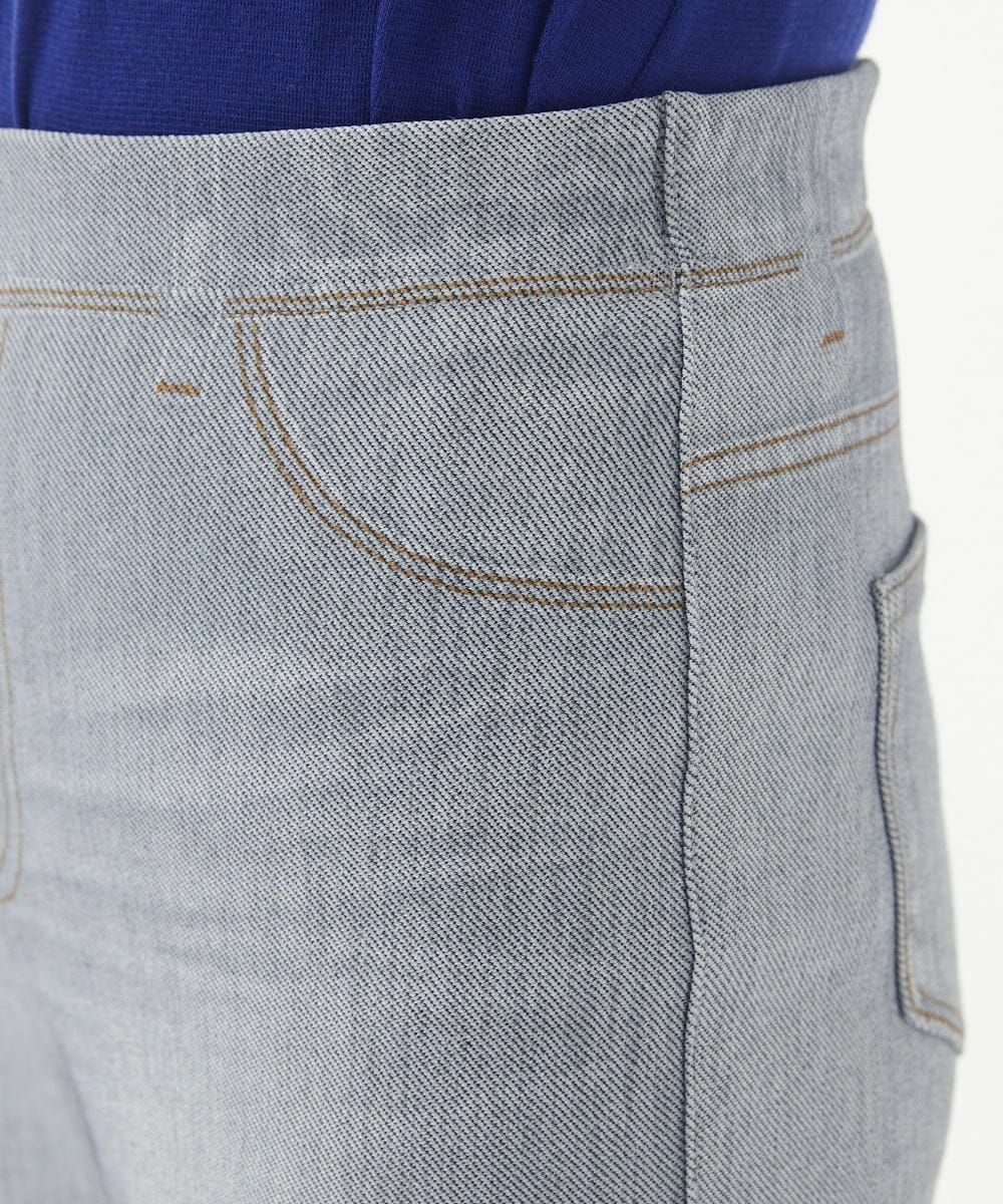 NGLAB12250 GIANNI LO GIUDICE(ジャンニ ロ ジュディチェ) [洗える・日本製]ボンバー裏起毛デニム柄プリントパンツ ライトグレー